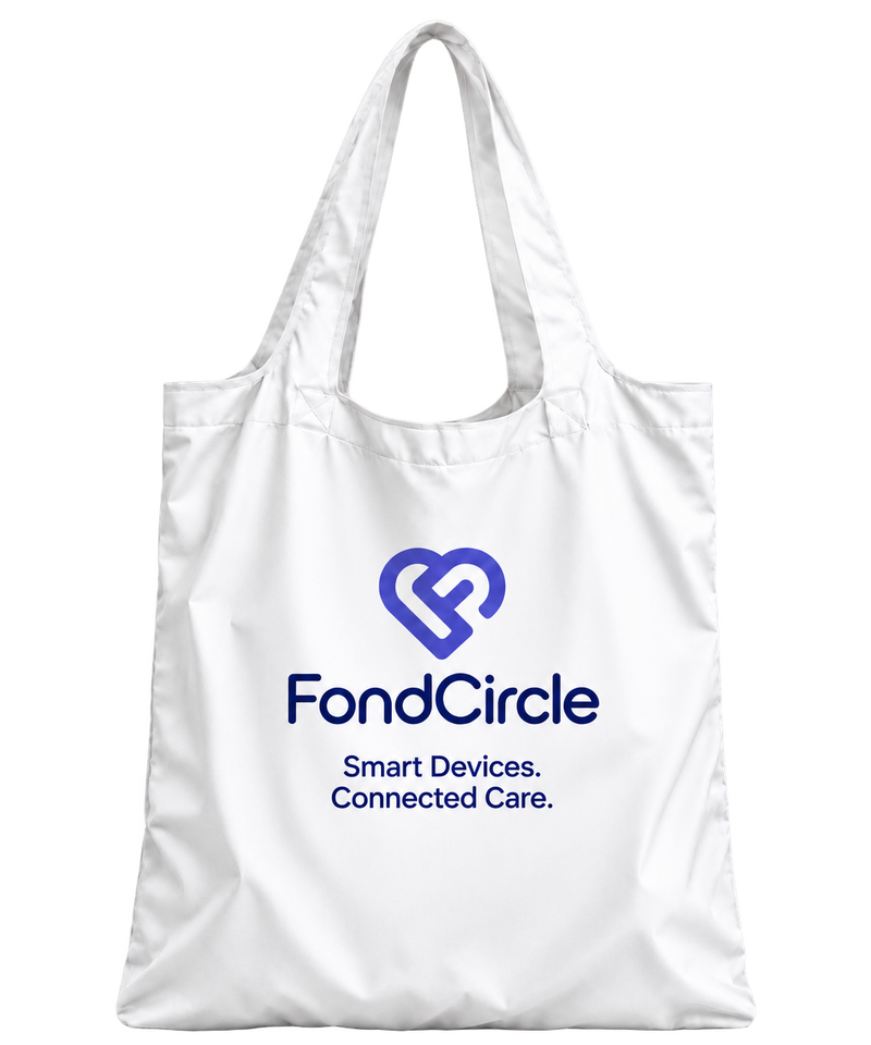 FondCircle white reusable tote bag